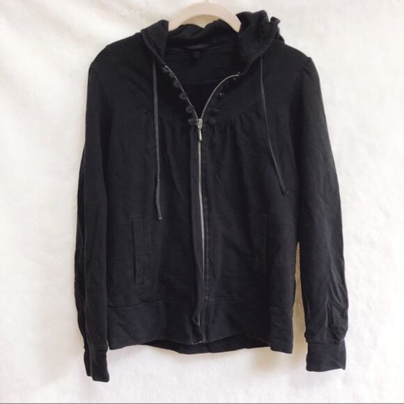 Soma Black Stylish Buttoned Front Zip Up Hoodie - Picture 1 of 7